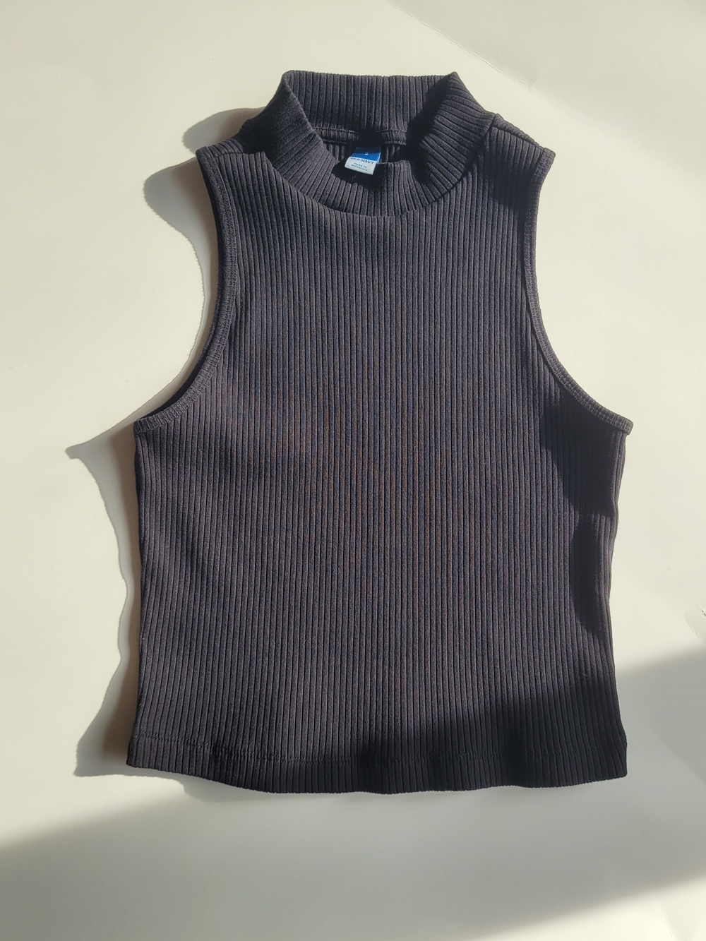 Old Navy Black Ribbed Sleeveless Mock Neck Tank
